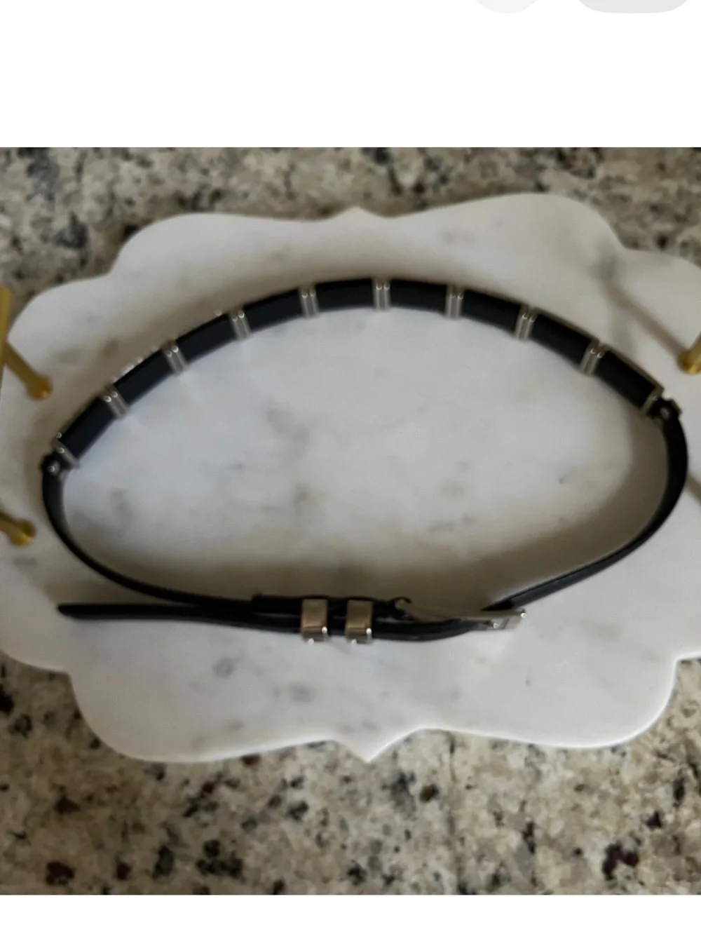 Black And Silver Leather Belt